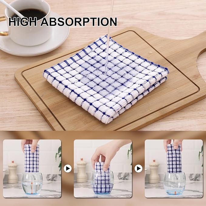 Kitinjoy Cotton 8 Pack Terry Kitchen Dish Cloths, 12 x 12 Inches Super Soft and - Image 3