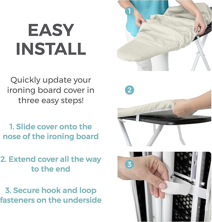 HOME GENIE Ironing Board Cover, Extra Thick Padding, Scorch Resistant Silicone - Image 7