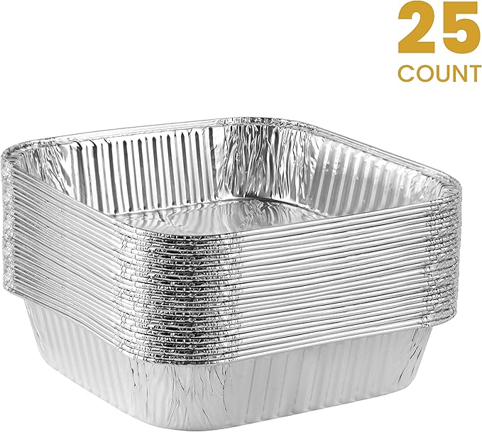 PLASTICPRO Disposable 8'' X 8'' X 2'' Inch Square Aluminum Tin Foil Baking Pans - Image 6