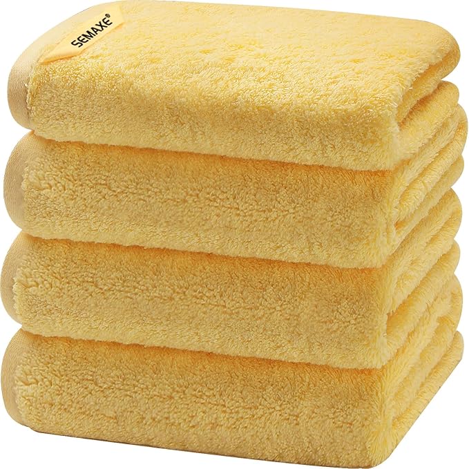 SEMAXE Yellow Hand Towels for Bathroom, 100% Cotton Towels by SEMAXE