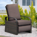 ATR ART TO REAL Outdoor Recliner, Outdoor Wicker Recliner Chair with 5.5'' Thickness Cushions, Automatic Adjustable Rattan Patio Chaise Lounge Chairs, Aluminum Frame, Anti-UV and Rustless - Image 3