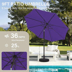 MEWAY 9ft Patio Umbrella Outdoor Table Umbrellas with Push Button Tilt and Crank, Market Umbrella 8 Sturdy Ribs for Deck, Garden, Pool and Backyard, Dark Purple - Image 4