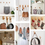 HomeDo 4Pack Adhesive Wall Hooks Hat Rack, Wooden Coat Hooks Wall Mounted - Image 6