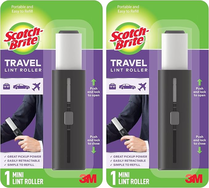 Scotch-Brite Retractable Lint Rollers 2-Pack, Portable Travel-Size Lint Removers by Scotch-Brite