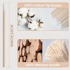 600PCS Pointed Cotton Swabs -4 Inch Wood Handle Pointed Tip Head Precision - Image 6