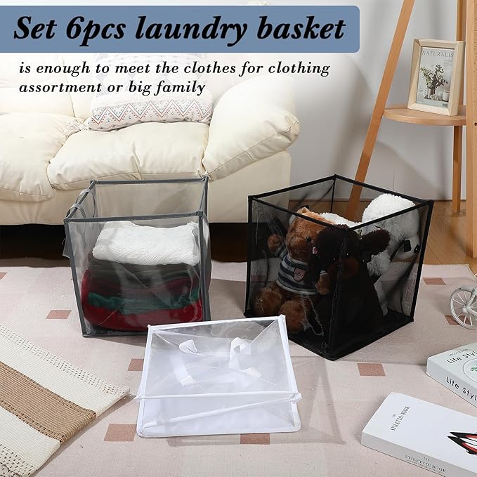 Zopeal 6 Pack Popup Laundry Hamper 13 Inch Collapsible Laundry Baskets - Image 5