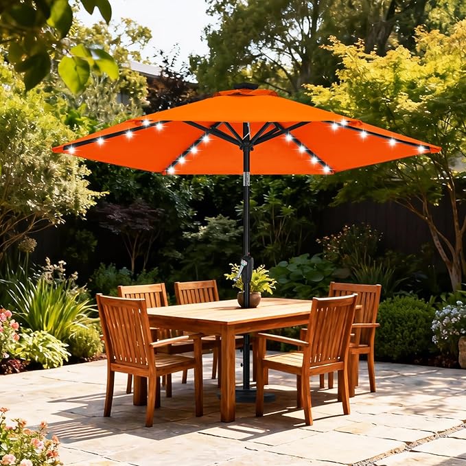 ABCCANOPY Durable Solar Led Patio Umbrellas with 32LED Lights 7.5FT (Orange) - Image 2