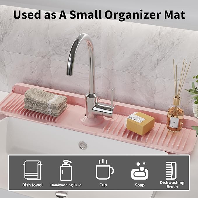 WAFT YEARN 24X5 Inch Silicone Durable Faucet Mat Kitchen Sink Splash Guard - Image 5