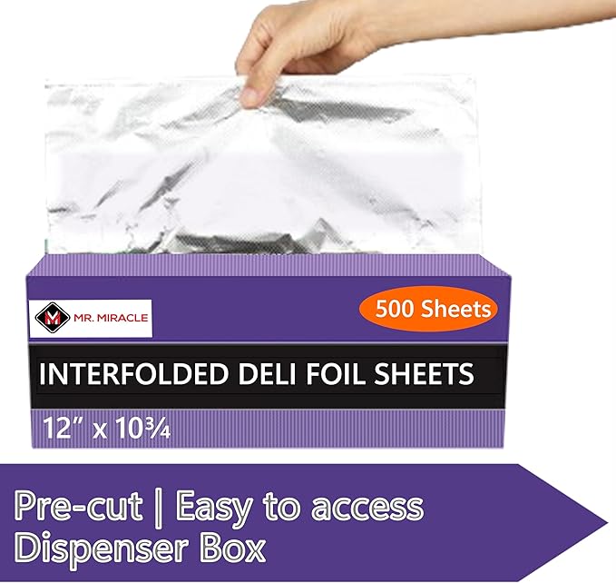 Box of 200 - Pre-Cut 12" Aluminum Foil Sheets - 12x10" Extra Wide & - Image 3
