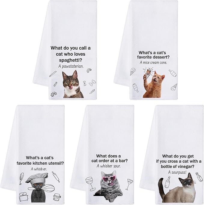 R HORSE 5Pcs Cats Kitchen Towels Set by RHORSE