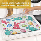 Easter Dish Drying Mat for Kitchen Counter Colorful Bunny Holiday Microfiber - Image 7