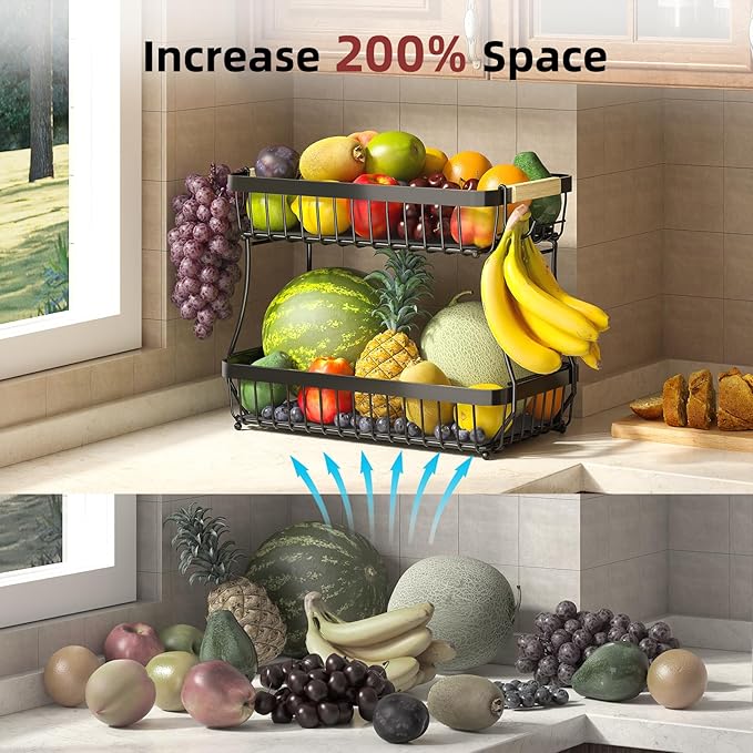 2 Tier Large Fruit Basket for Kitchen Counter - Image 9