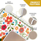 Colorful Boho Floral Dish Drying Mat 16x18 Inch Dishes Dry Pad Drainer Rack - Image 4