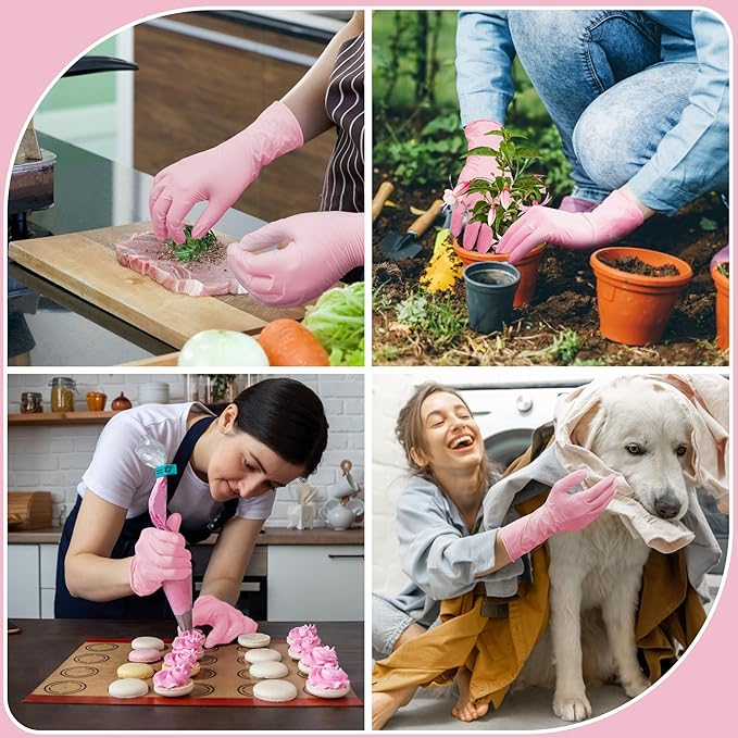 Disposable Nitrile Dishwashing Gloves, Extended 12 Inches Cuff, Cherry Blossom - Image 8