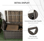 Outsunny 29 Gallon Patio Wicker Storage Bench, Outdoor PE Rattan Patio Furniture, 2-in-1 Large Capacity Rectangle Garden Storage Box with Handles and Cushion, Red - Image 7