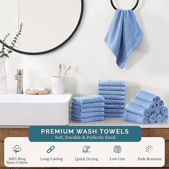 Casa Platino Blue Wash Cloths - Image 2