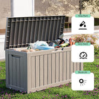 ROJIK Outdoor Storage Housing Deck Box - Waterproof Patio Furniture, Garden Tools, Cushions, Pool Accessories Storage Bench with Lockable Lid and Side Handles (Grey, 80 Gal) - Image 6