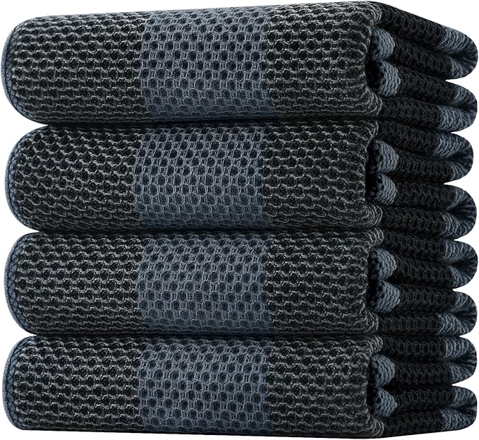 Homaxy 100% Cotton Waffle Weave Check Plaid Kitchen Towels, 20 x 28 Inches by Homaxy