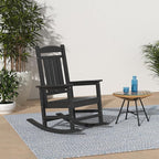 KINGYES Outdoor Rocking Chair Set of 4, High Density Polyethylene Patio Rocking Chairs with 330lbs Support for Adults, Black - Image 2