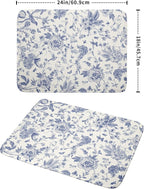 Giwawa Chinoiserie Flower Dish Drying Mat Blue Leaves Dishes Drying Pad - Image 2