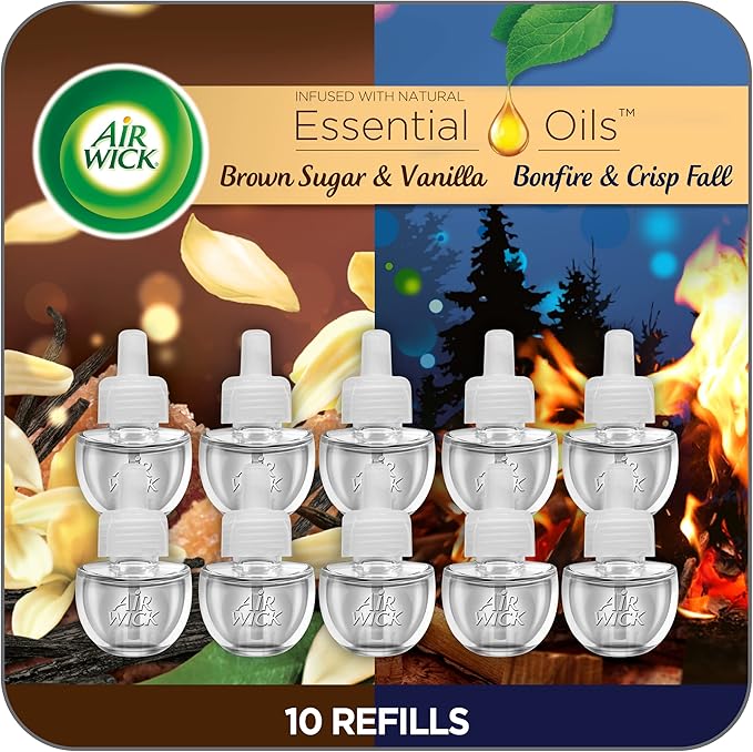Air Wick Plug In Scented Oil Refill, Bonfire & Crisp Fall Air + Brown Sugar & by AirWick