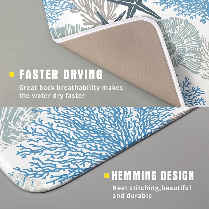 Coastal Blue Gray Dish Drying Pad 16 x 18 Inch - Image 3