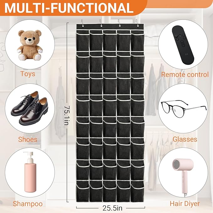 40-Pocket Over the Door Shoe Organizer - Image 3