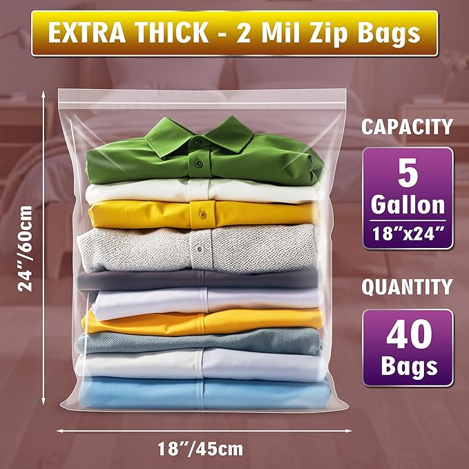 Extra Large 5 Gallon Zippered Plastic Bags - Image 2