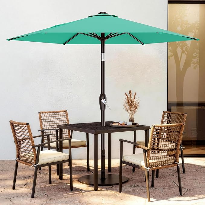 AreShark 7.5FT Patio Umbrella Table Market Umbrella with 6 Sturdy Ribs, Button Tilt/Crank Heavy-Duty Round Outdoor Umbrellas for Garden, Deck, Backyard,and Pool, Aruba Blue - Image 2