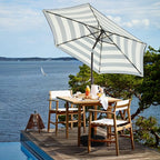 JEAREY 7.5FT Patio Umbrella Outdoor Market Umbrella with 6 Sturdy Ribs, Push Button Tilt/Crank Table Umbrella for Garden, Deck, Backyard and Pool, Beige & Black Stripe - Image 4