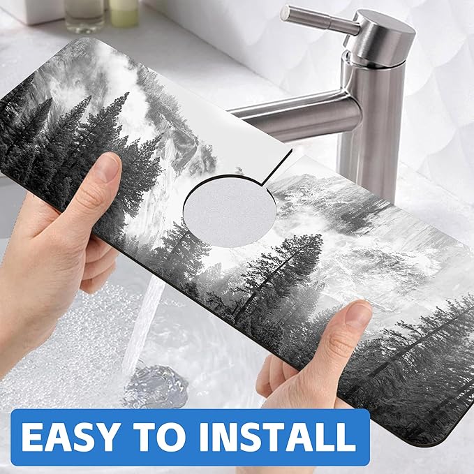Winter Forest Mountain Sink Faucet Absorbing Mat Splash Guard Draining Mat Fast - Image 6