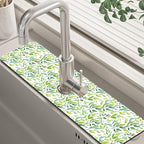 Tropical Eucalyptus Leaves Kitchen Sink Splash Guard Mat Absorbent Fast Drying by Unknown
