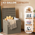Patiowell 43 Gallon Resin Deck Box, Outdoor Storage Box for Patio Furniture, Deliveries, Pool Supplies,Waterproof and Lockable (Brown) - Image 2