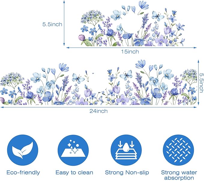 Watercolor Floral Butterfly Sink Faucet Absorbing Mat Sink Splash Guard Faucet - Image 3