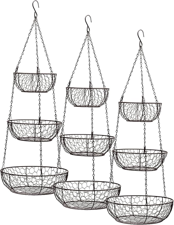 RSVP International Hanging Storage Collection 3-Tier Baskets, Bronze Chicken by RSVPInternational