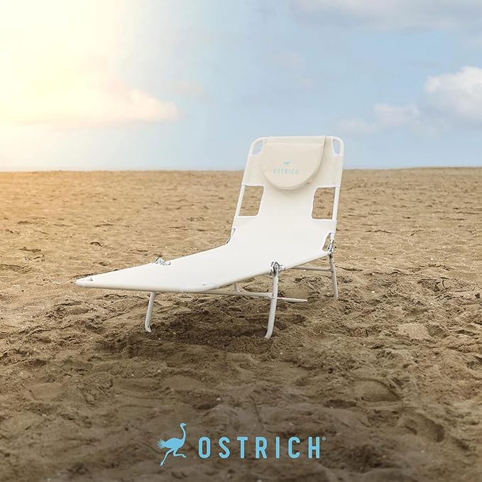 Ostrich 72 by 22 Inch Versatile Chaise Lounge Portable Reclining Lounger, Outdoor Patio, Beach, Lawn, Camping, or Pool Tanning Chair, White - Image 2