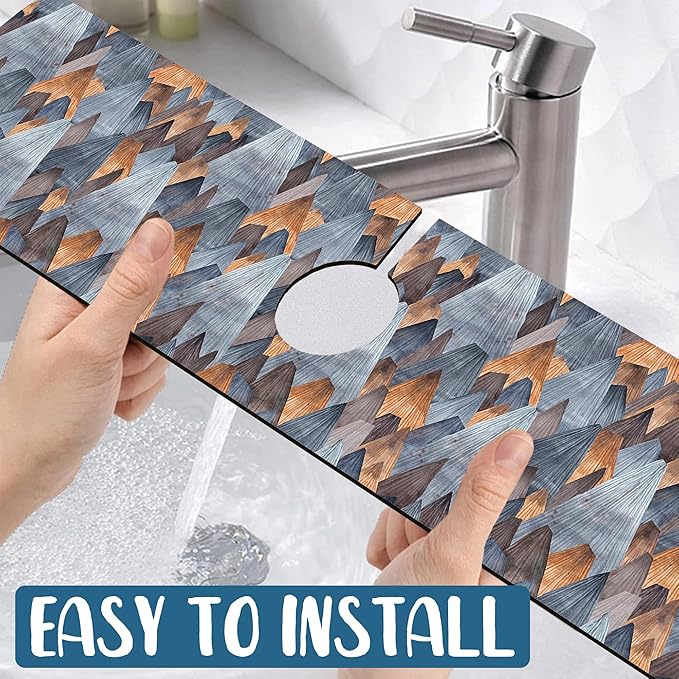 Abstract Mountain Sink Splash Guard Faucet Mat Mountain Landscape Super - Image 5