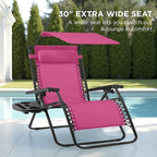 Best Choice Products 30” Wide Folding Zero Gravity Outdoor Recliner Patio Lounge Chair w/Adjustable Canopy Shade, Headrest, Side Accessory Tray - Hot Pink/Black - Image 3