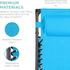 Best Choice Products Folding Zero Gravity Outdoor Recliner Patio Lounge Chair w/Adjustable Canopy Shade, Headrest, Side Accessory Tray, Textilene Mesh - Light Blue - Image 6