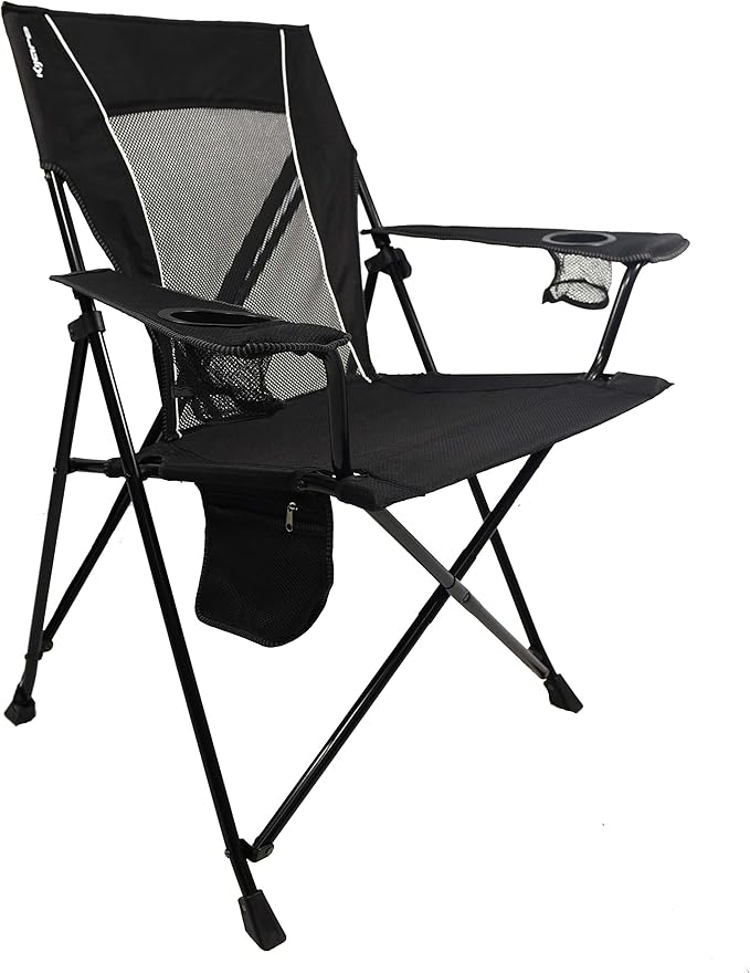 Kijaro Foldable Camping Chair, Vik Black, Polyester, Mesh, Steel, Portable, Durable, Unisex by Kijaro