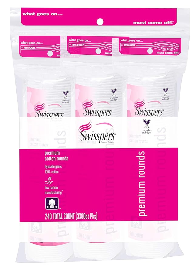 Swisspers Premium 100% Cotton Rounds, Hypoallergenic by Swisspers