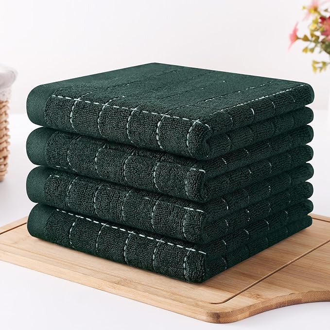 Homaxy 100% Cotton Terry Kitchen Towels, Checkered Designed, Soft and Super - Image 8