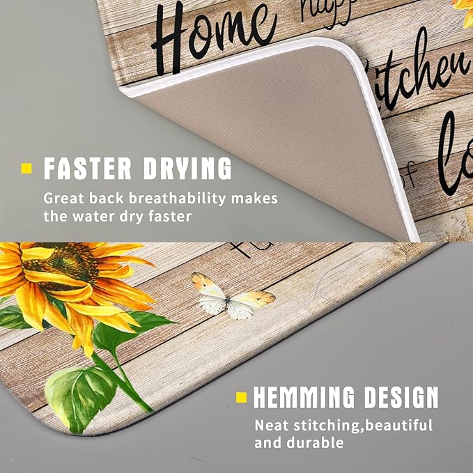 Sunflower Floral Dish Drying Mat - Image 3