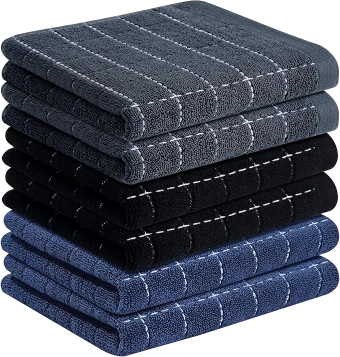 Homaxy 100% Cotton Terry Kitchen Towels, Checkered Designed, Soft and Super by Homaxy