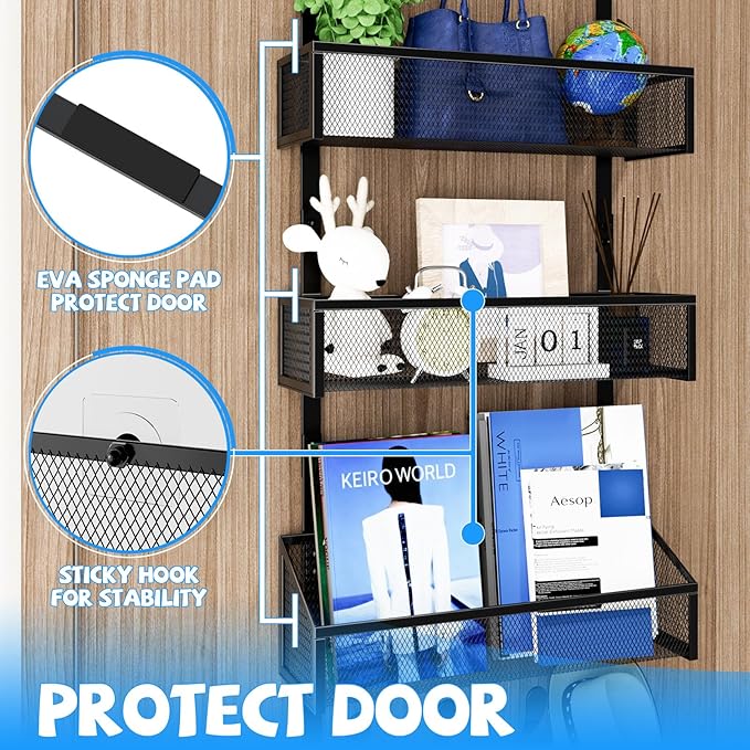 Over The Door Hooks Organizer, Coat Rack Over The Door Storage Hanger Towel Rack - Image 4