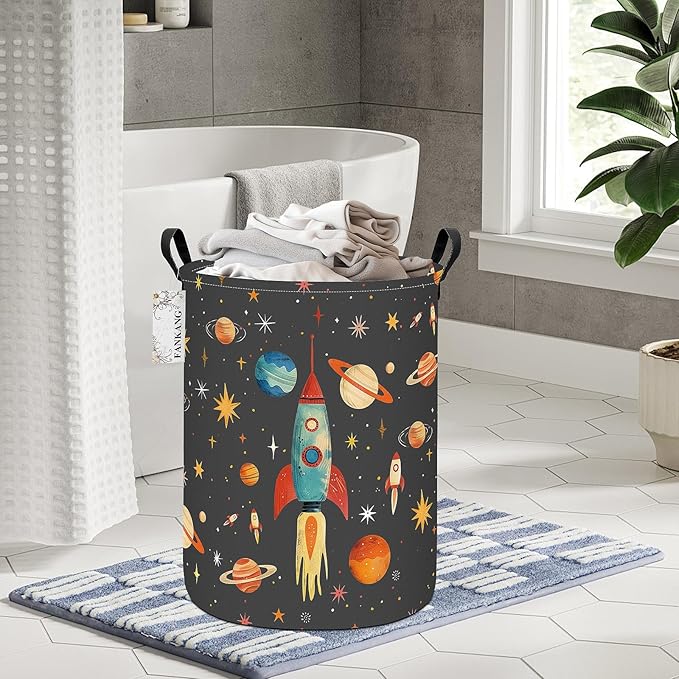 FANKANG Storage Basket, Nursery Hamper Canvas Laundry Basket Foldable - Image 7