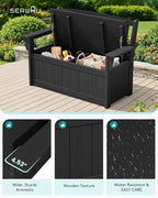 SERWALL HDPE Outdoor Storage Bench, All-Weather, UV-Resistant Deck Box with Waterproof Storage Bags, 57 Gallon Dual-Use Seat & Organizer Deck Boxes for Patio, Garden Tools & Pool (Matte Black) - Image 5