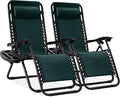 Best Choice Products Set of 2 Adjustable Steel Mesh Zero Gravity Lounge Chair Recliners w/Pillows and Cup Holder Trays - Forest Green by BestChoiceProducts