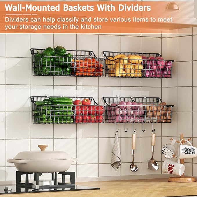 4 Pack EXTRA LARGE Hanging Wall Mount Storage Baskets - Image 4