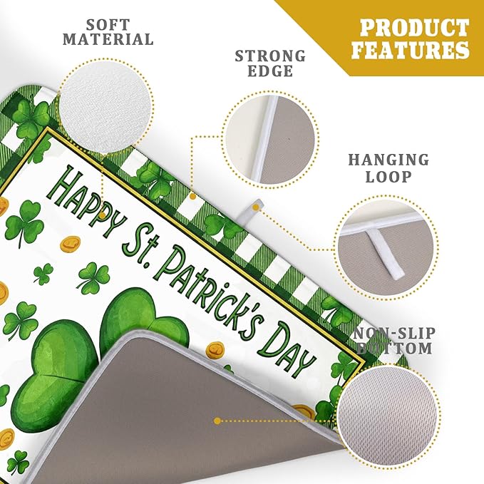 Happy St. Patrick's Day Green Dish Drying Mat 18 x 24 Inch - Image 4